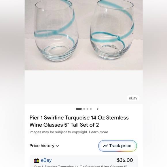 2 -Pier 1 Swirline Turquoise or Teal Stemless Wine Glasses COPY - Picture 9 of 9